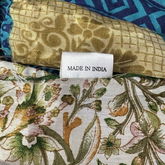 Women Wrap Skirt One Size XL Multicolor Green Layered Made in India 5-40 - Picture 8 of 10